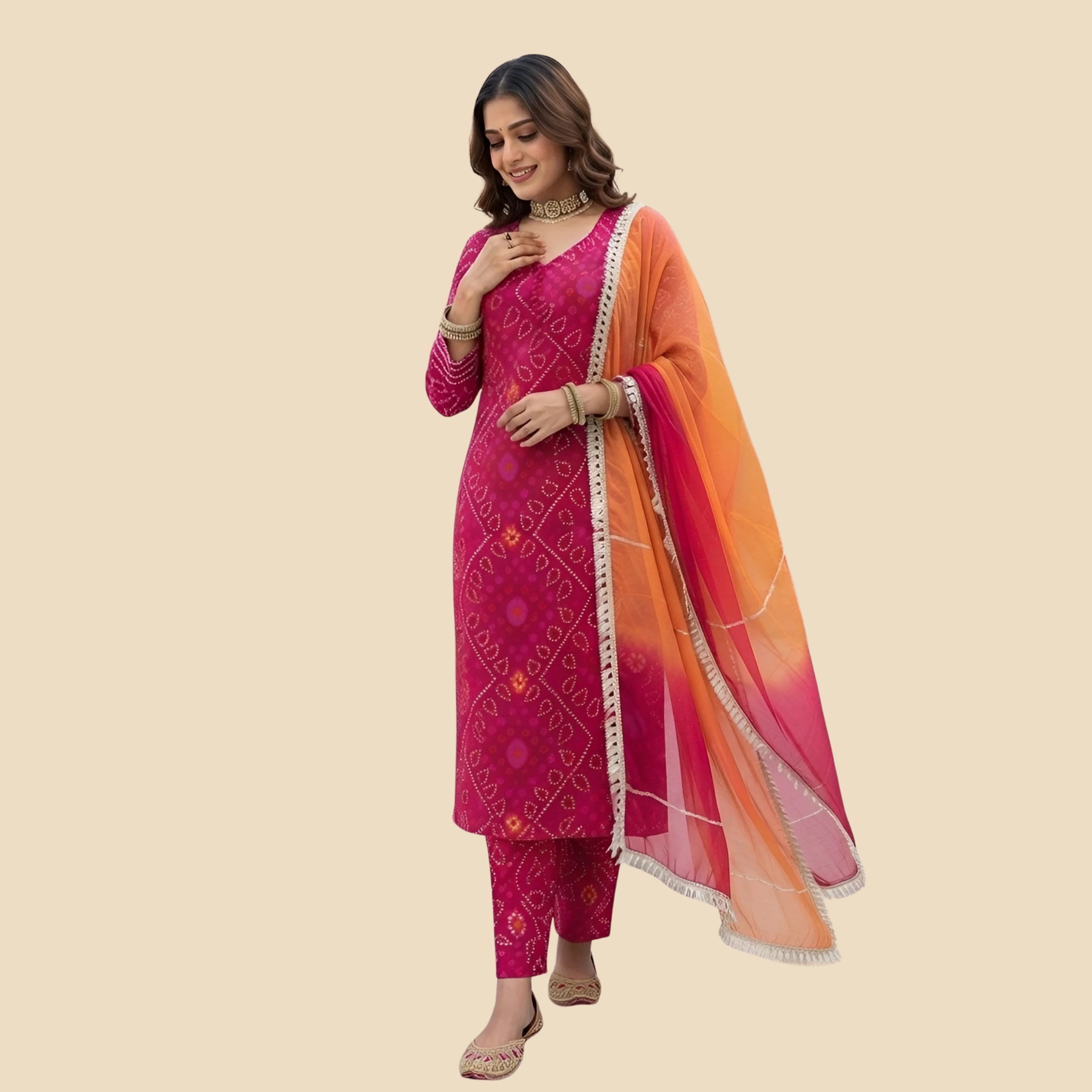 35 Printed Pure Cotton Straight Kurta Trouser Set With Dupatta, view 5