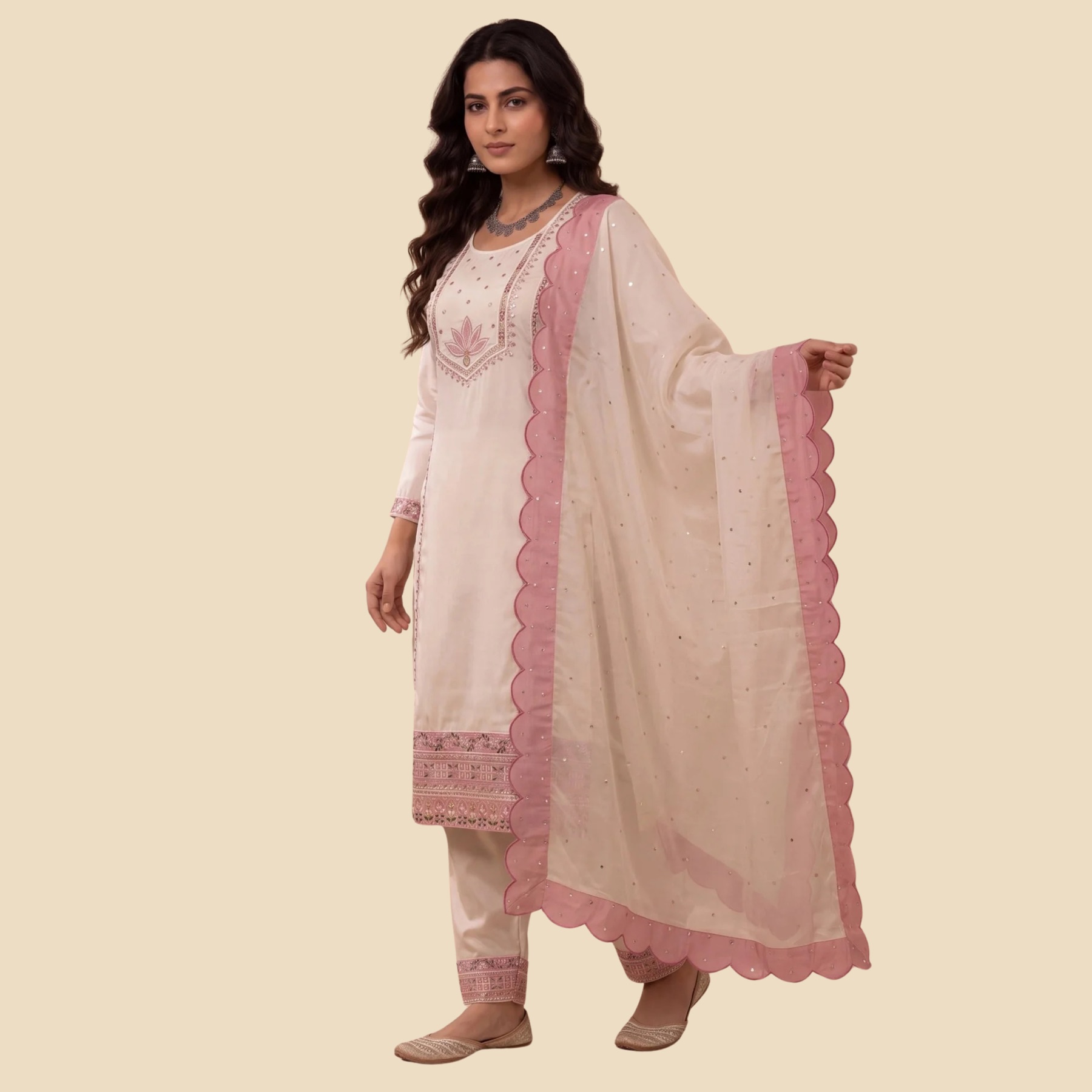 39 Hot Silk Straight Kurta Salwar Dupatta Set