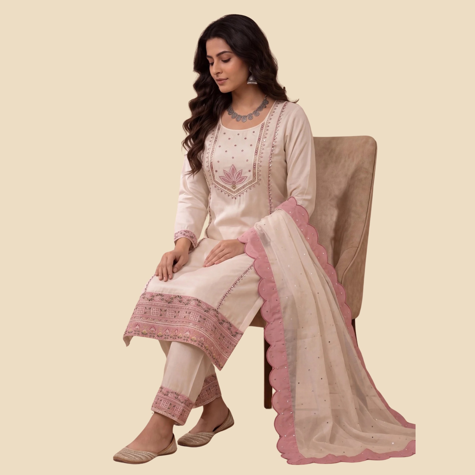 39 Hot Silk Straight Kurta Salwar Dupatta Set, view 2