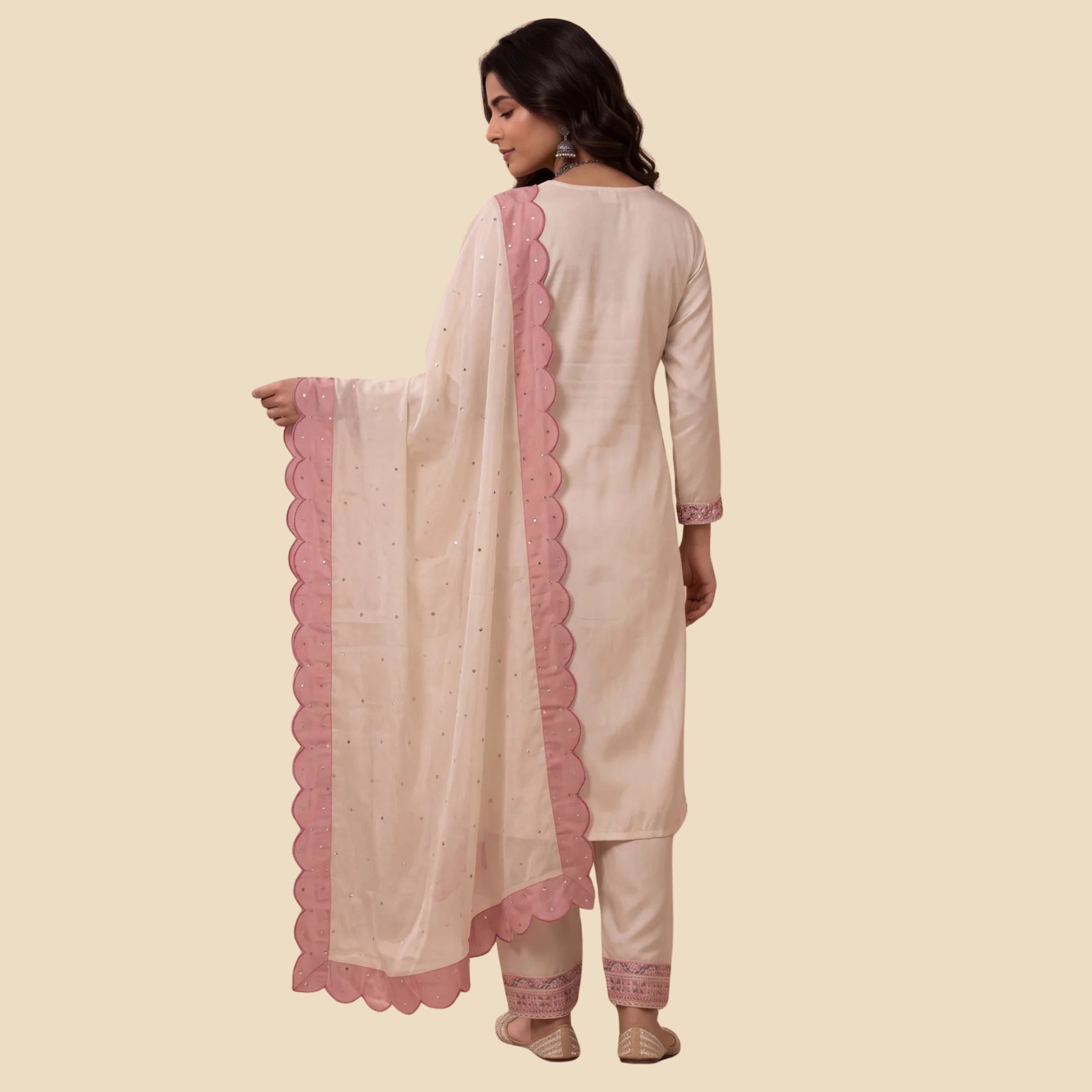 39 Hot Silk Straight Kurta Salwar Dupatta Set, view 4