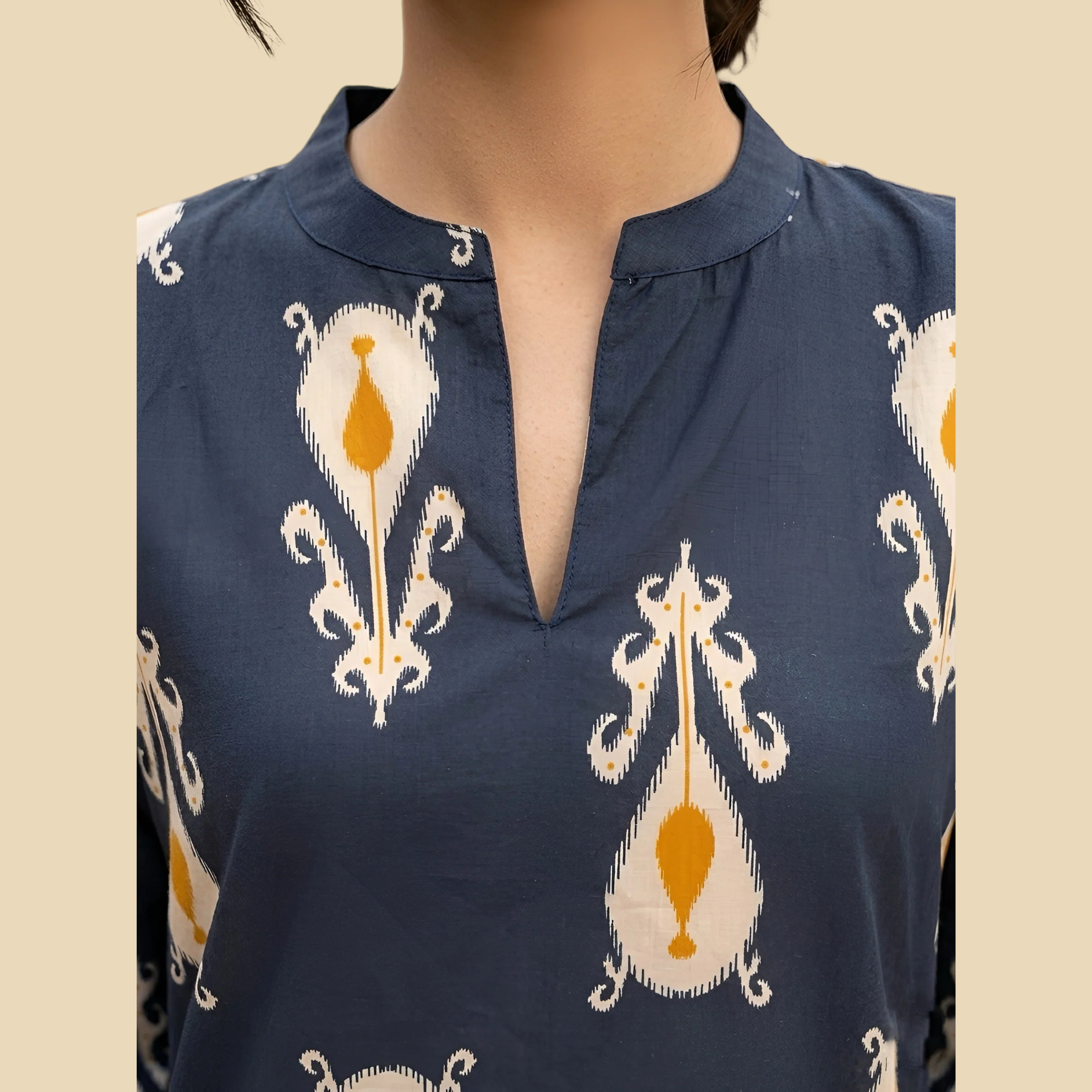 Printed Straight Kurta & Trouser Two Piece Set, view 3