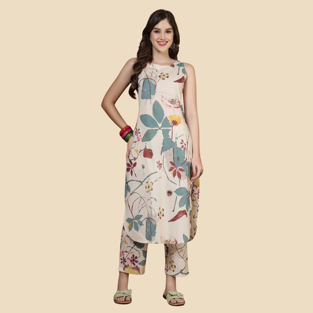 27 Printed Pure Cotton Straight Kurta Set