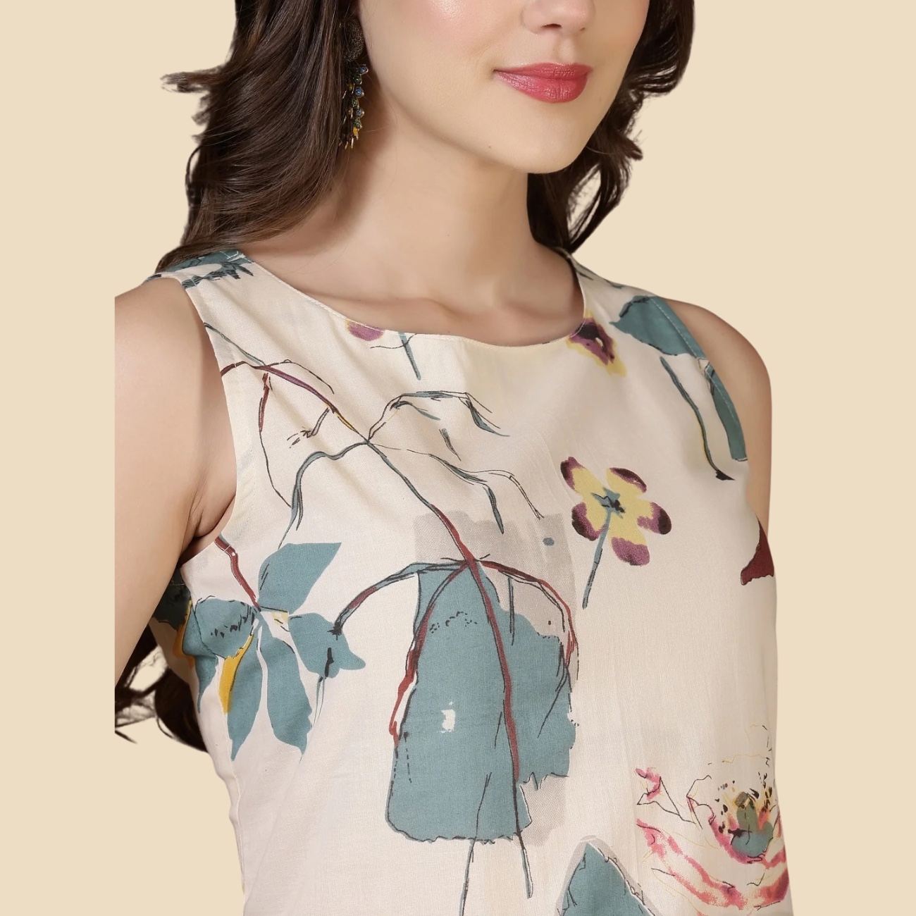 27 Printed Pure Cotton Straight Kurta Set, view 2