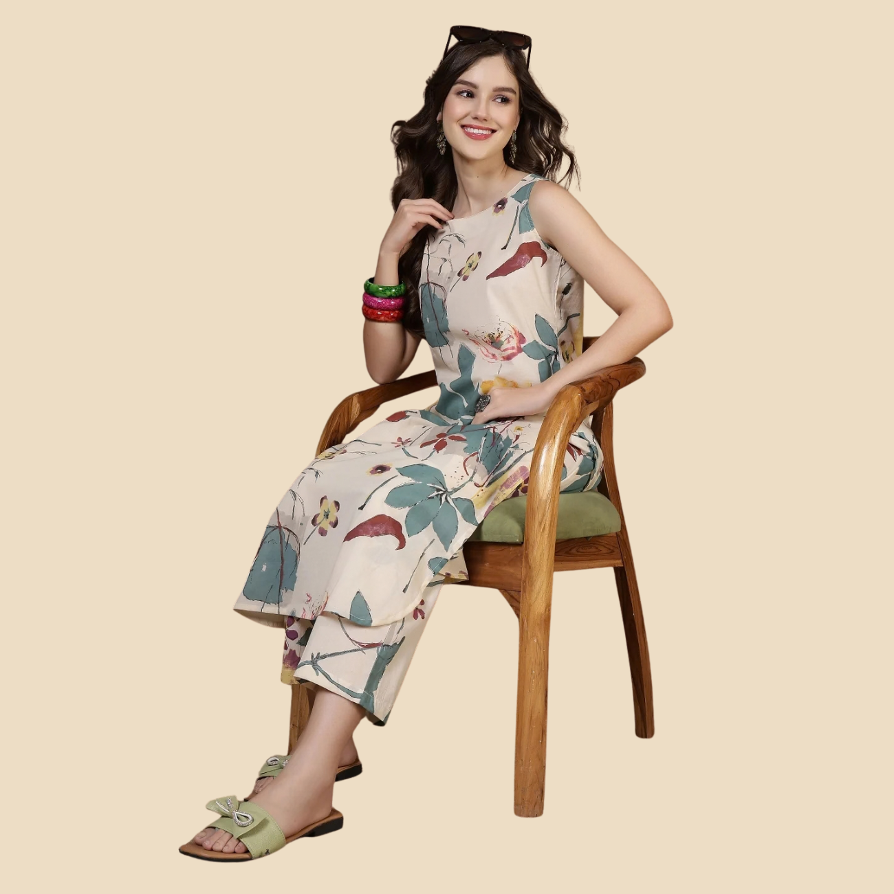 27 Printed Pure Cotton Straight Kurta Set, view 5