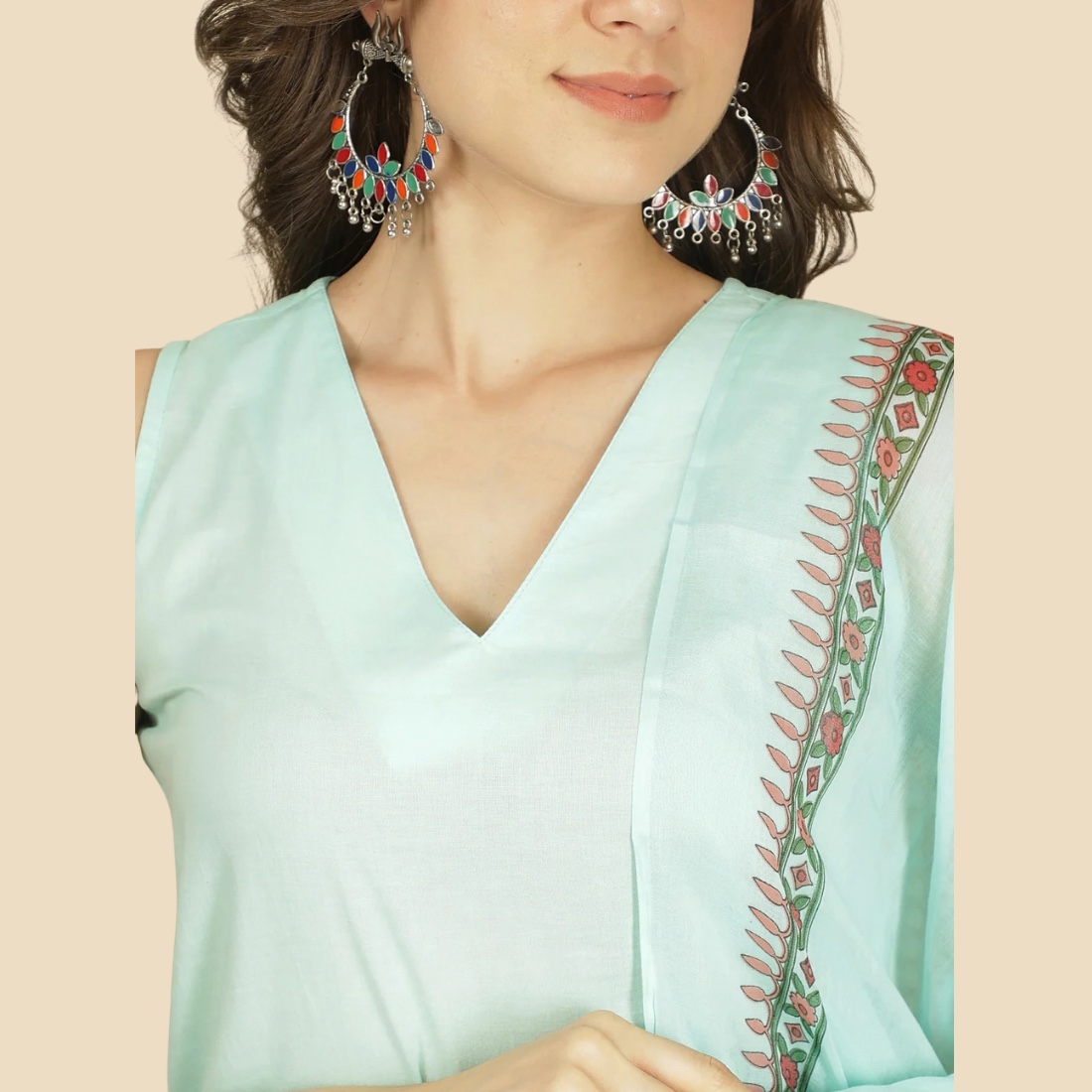 25 Dyed Pure Cotton Straight Kurta Set With Dupatta, view 2