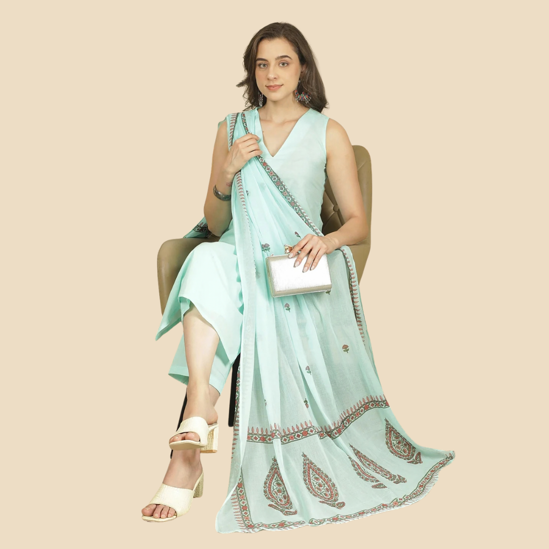 25 Dyed Pure Cotton Straight Kurta Set With Dupatta, view 5