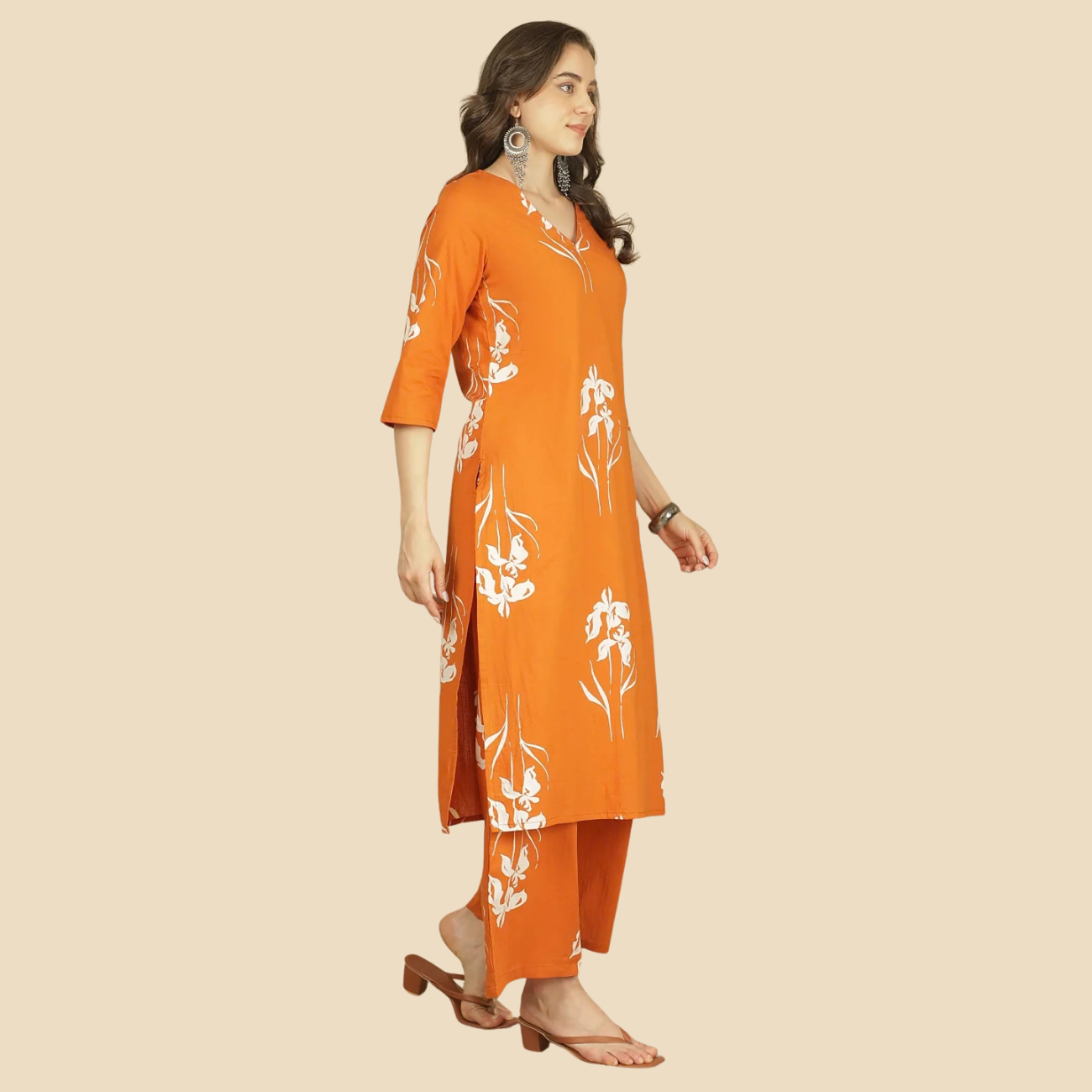 29 Printed Pure Cotton Straight Kurta Set, view 3