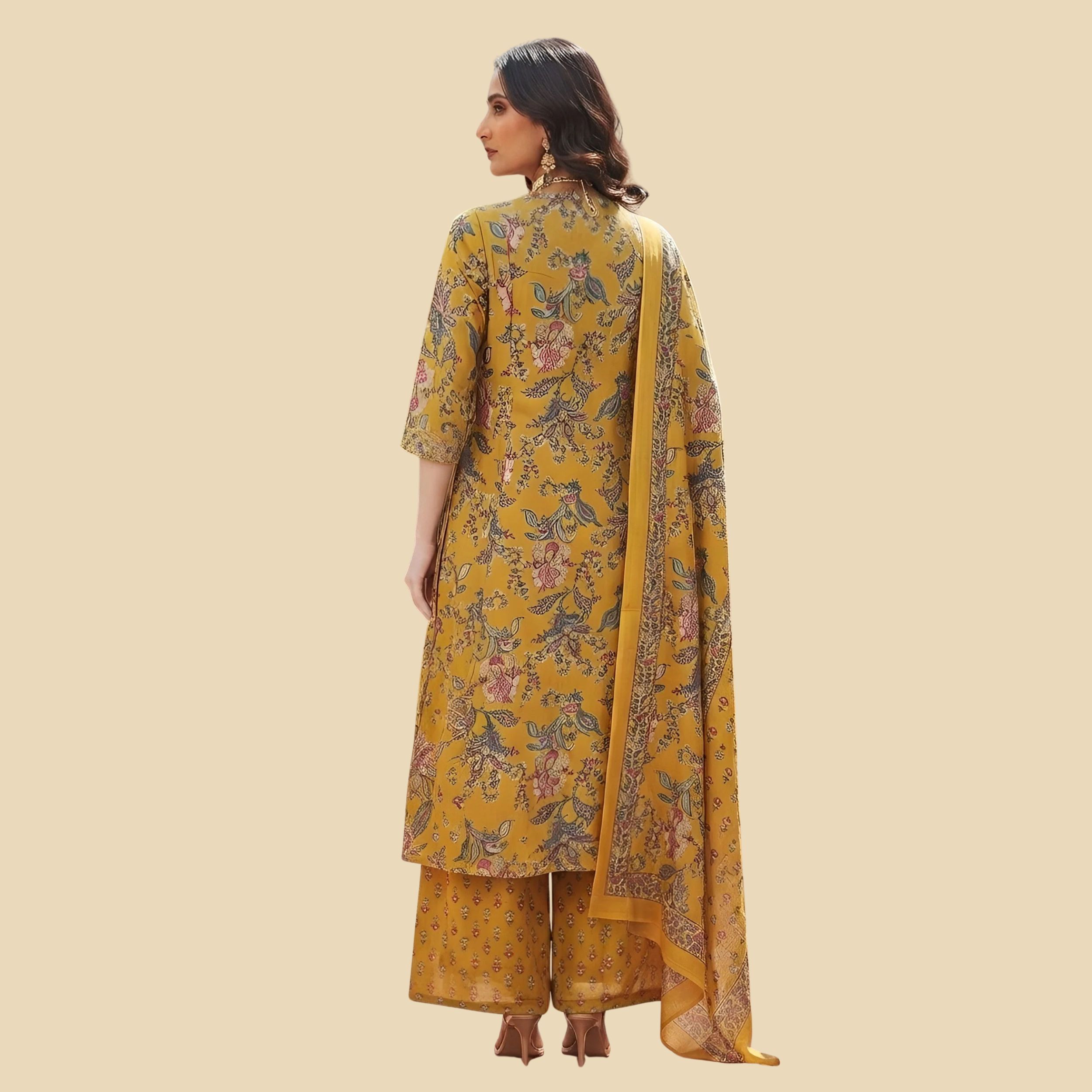 19 Printed Anarkali Kurta Set With Dupatta, view 3